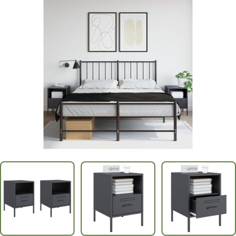 Credenze industriali -  Comodini 2 pz Antracite 36x39x50,5 cm in Acciaio