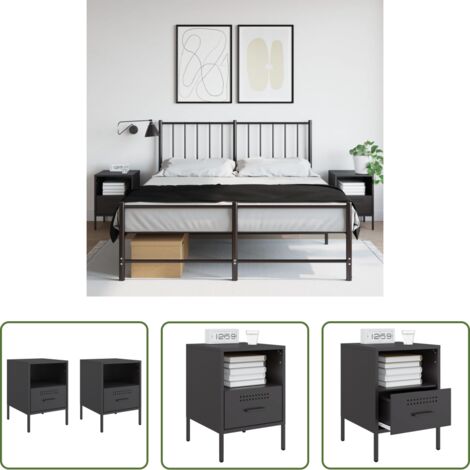 Credenze industriali -  Comodini 2 pz Nero 36x39x50,5 cm in Acciaio