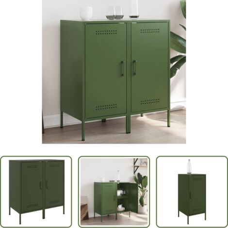 Credenze industriali -  Credenze 2 pz Verde Oliva 36x39x79 cm Acciaio