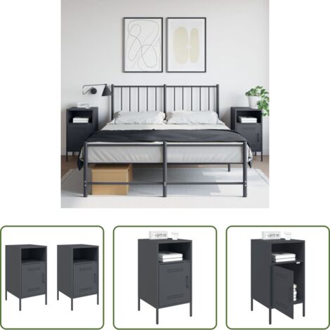 Credenze industriali - v Comodini 2 pz Antracite 36x39x68 cm in Acciaio