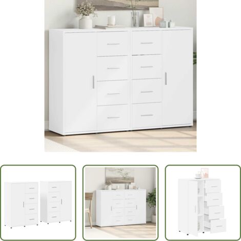 Credenze moderne -  Credenze 2 pz Bianche 60x31x84 cm in Legno Multistrato