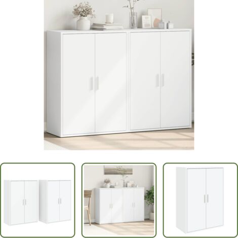 Credenze moderne -  Credenze 2 pz Bianche 60x31x84 cm in Legno Multistrato
