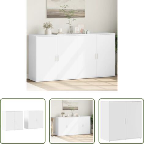 Credenze moderne -  Credenze 2 pz Bianche 79x38x80 cm in Legno Multistrato