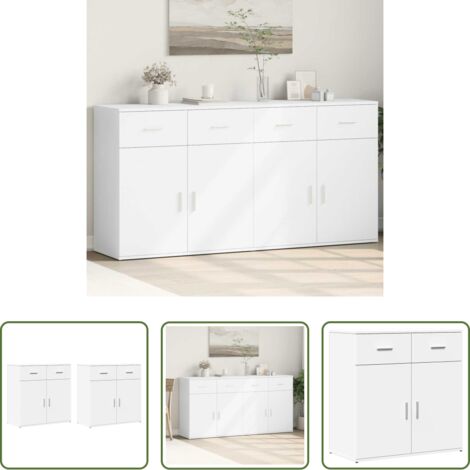 Credenze moderne -  Credenze 2 pz Bianche 79x38x80 cm in Legno Multistrato