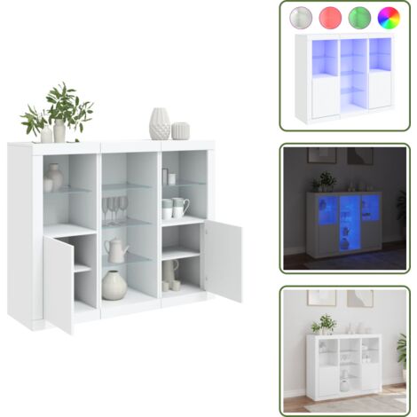 Credenze moderne - vidaXL Credenze con Luci LED 3 pz Bianche in Legno Multistrato - Armadietti con luce led