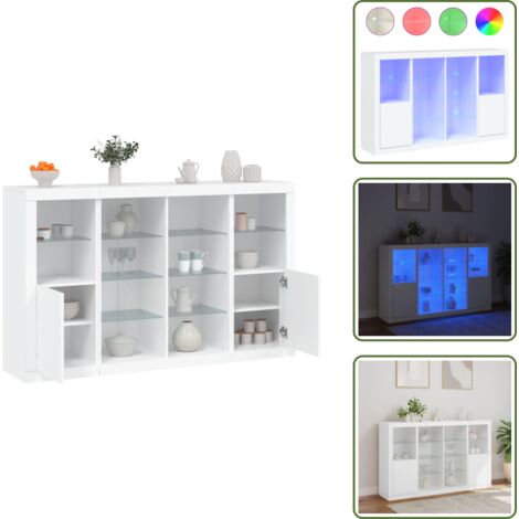Credenze moderne - vidaXL Credenze con Luci LED 3 pz Bianche in Legno Multistrato - Credenze con luce automatica