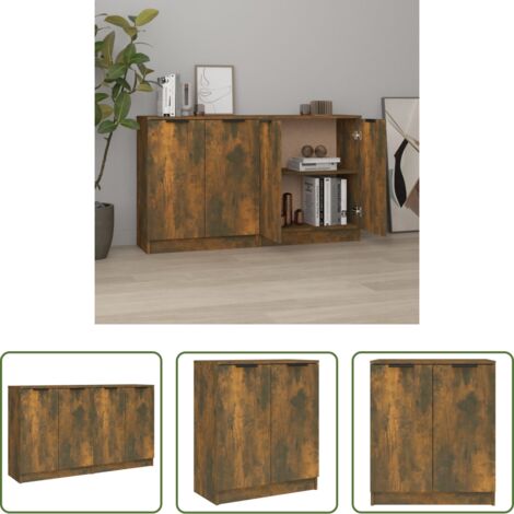Credenze multistrato -  Credenze 2 pz Rovere Fumo 60x30x70 cm in Legno Multistrato