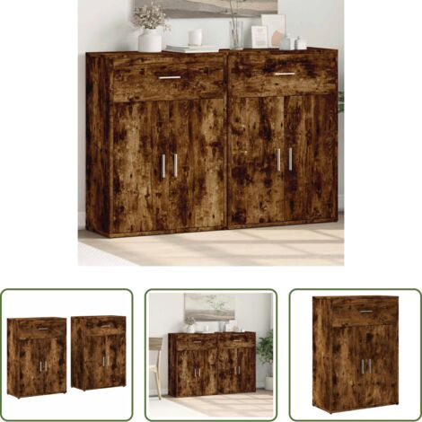 Credenze multistrato -  Credenze 2 pz Rovere Fumo 60x30x84 cm in Legno Multistrato