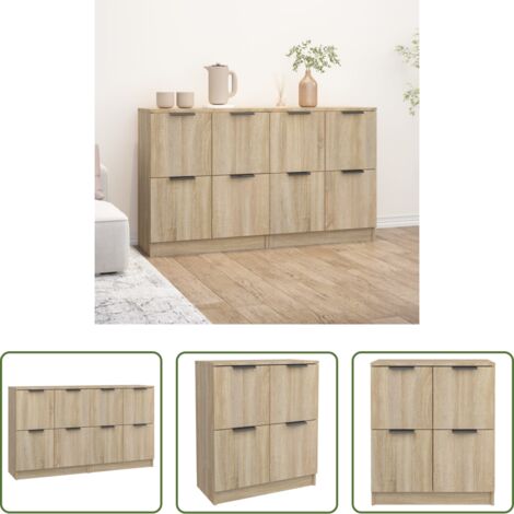 Credenze multistrato -  Credenze 2 pz Rovere Sonoma 60x30x70 cm in Legno Multistrato