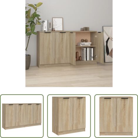 Credenze multistrato -  Credenze 2 pz Rovere Sonoma 60x30x70 cm in Legno Multistrato