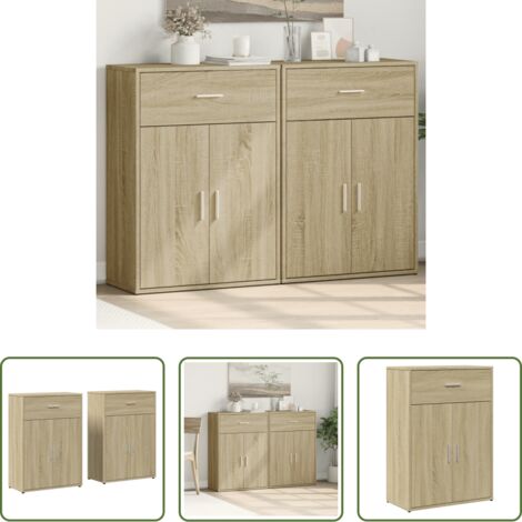 Credenze multistrato -  Credenze 2 pz Rovere Sonoma 60x30x84 cm in Legno Multistrato