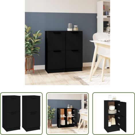 Credenze nere - Credenze 2 pz Nere 30x30x70 cm in Legno Multistrato