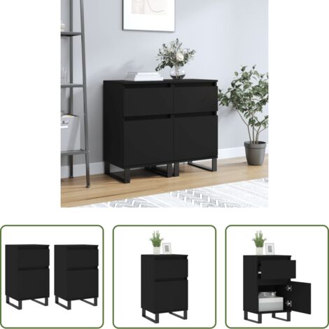 Credenze nere -  Credenze 2 pz Nere 40x35x70 cm in Legno Multistrato