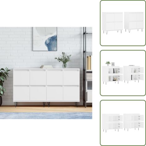 Credenze per casa - vidaXL Credenze 2 pz Bianche in Legno Multistrato - Credenze con supporto a parete