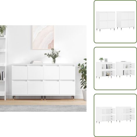 Credenze per casa - vidaXL Credenze 2 pz Bianche in Legno Multistrato - Credenze con supporto a parete