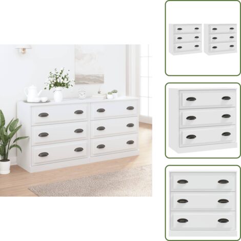 Credenze per casa - vidaXL Credenze 2 pz Bianche in Legno Multistrato - Credenze per soggiorno