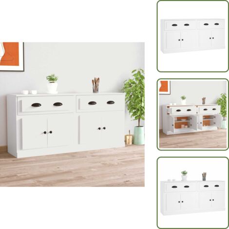 Credenze per casa - vidaXL Credenze 2 pz Bianche in Legno Multistrato - Credenze per soggiorno