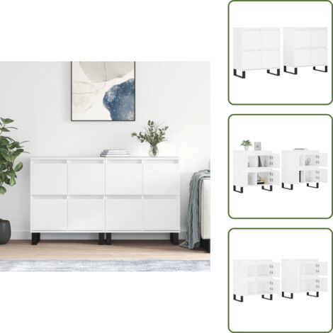 Credenze per casa - vidaXL Credenze 2 pz Bianche in Legno Multistrato - Credenze per soggiorno