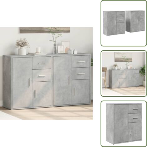 Credenze per casa - vidaXL Credenze 2 pz Grigio Cemento 60x31x70 cm in Legno Multistrato - Credenze per soggiorno