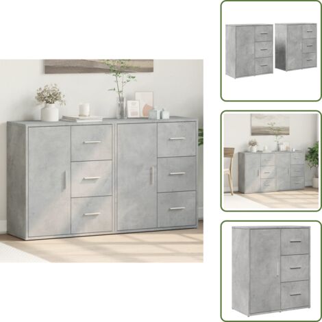Credenze per casa - vidaXL Credenze 2 pz Grigio Cemento 60x31x70 cm in Legno Multistrato - Credenze per soggiorno