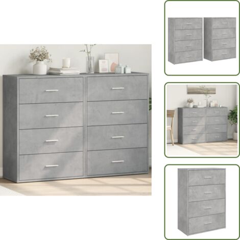 Credenze per casa - vidaXL Credenze 2 pz Grigio Cemento 60x31x84 cm in Legno Multistrato - Credenze per soggiorno