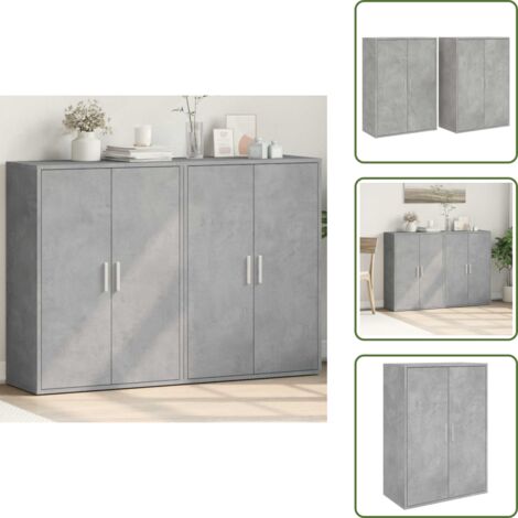 Credenze per casa - vidaXL Credenze 2 pz Grigio Cemento 60x31x84 cm in Legno Multistrato - Credenze per soggiorno