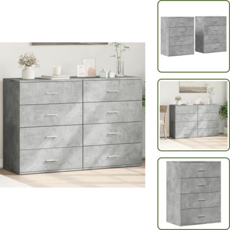 Credenze per casa - vidaXL Credenze 2 pz Grigio Cemento 60x39x80 cm in Legno Multistrato - Credenze per soggiorno