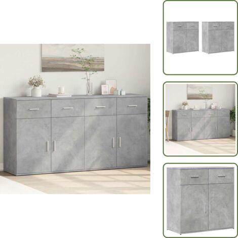 Credenze per casa - vidaXL Credenze 2 pz Grigio Cemento 79x38x80 cm in Legno Multistrato - Credenze per soggiorno