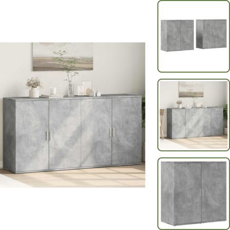 Credenze per casa - vidaXL Credenze 2 pz Grigio Cemento 79x38x80 cm in Legno Multistrato - Credenze per soggiorno