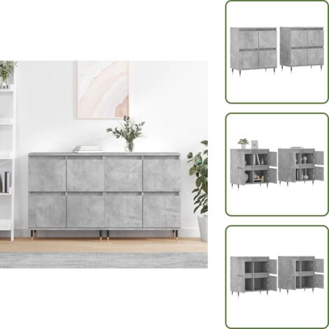 Credenze per casa - vidaXL Credenze 2 pz Grigio Cemento in Legno Multistrato - Credenze con supporto a parete