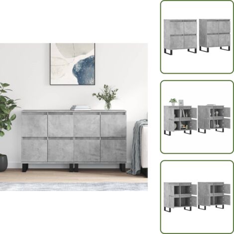 Credenze per casa - vidaXL Credenze 2 pz Grigio Cemento in Legno Multistrato - Credenze con supporto a parete