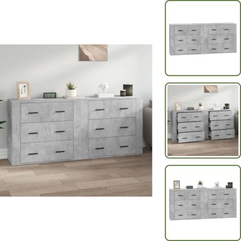 Credenze per casa - vidaXL Credenze 2 pz Grigio Cemento in Legno Multistrato - Credenze per soggiorno
