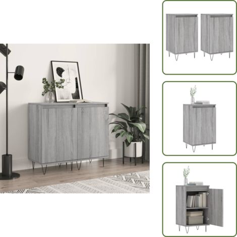 Credenze per casa - vidaXL Credenze 2 pz Grigio Sonoma 40x35x70 cm in Legno Multistrato - Credenze con ante