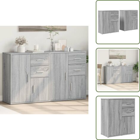 Credenze per casa - vidaXL Credenze 2 pz Grigio Sonoma 60x31x70 cm in Legno Multistrato - Credenze per soggiorno