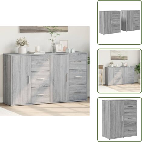 Credenze per casa - vidaXL Credenze 2 pz Grigio Sonoma 60x31x70 cm in Legno Multistrato - Credenze per soggiorno