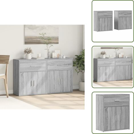 Credenze per casa - vidaXL Credenze 2 pz Grigio Sonoma 60x31x70 cm in Legno Multistrato - Credenze per soggiorno