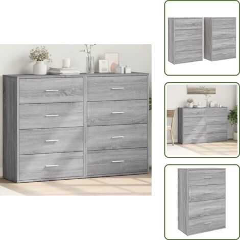 Credenze per casa - vidaXL Credenze 2 pz Grigio Sonoma 60x31x84 cm in Legno Multistrato - Credenze per soggiorno