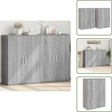 Credenze per casa - vidaXL Credenze 2 pz Grigio Sonoma 60x31x84 cm in Legno Multistrato - Credenze per soggiorno