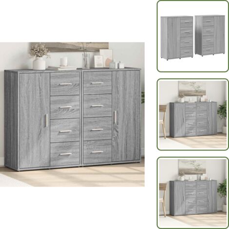 Credenze per casa - vidaXL Credenze 2 pz Grigio Sonoma 60x31x84 cm in Legno Multistrato - Credenze per soggiorno
