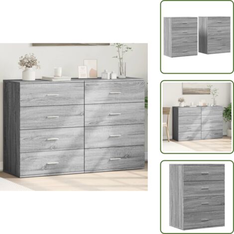 Credenze per casa - vidaXL Credenze 2 pz Grigio Sonoma 60x39x80 cm in Legno Multistrato - Credenze per soggiorno