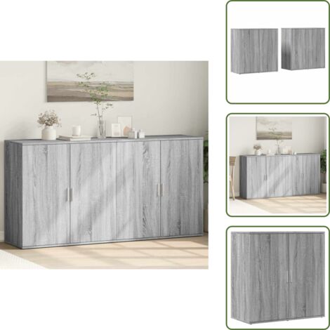 Credenze per casa - vidaXL Credenze 2 pz Grigio Sonoma 79x38x80 cm in Legno Multistrato - Credenze per soggiorno