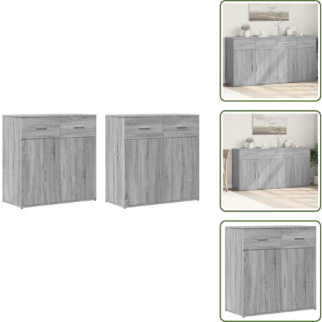 Credenze per casa - vidaXL Credenze 2 pz Grigio Sonoma 79x38x80 cm in Legno Multistrato - Credenze per stanza