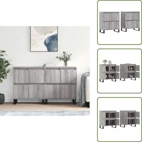 Credenze per casa - vidaXL Credenze 2 pz Grigio Sonoma in Legno Multistrato - Credenze con piano portaoggetti
