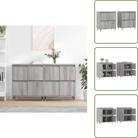 Credenze per casa - vidaXL Credenze 2 pz Grigio Sonoma in Legno Multistrato - Credenze con supporto a parete