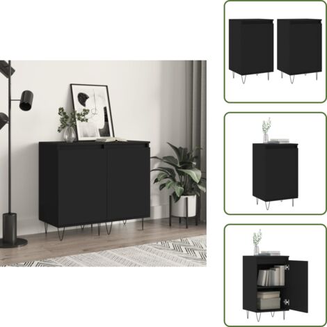 Credenze per casa - vidaXL Credenze 2 pz Nere 40x35x70 cm in Legno Multistrato - Credenze con ante
