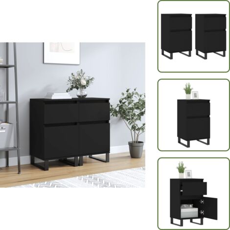 Credenze per casa - vidaXL Credenze 2 pz Nere 40x35x70 cm in Legno Multistrato - Credenze per armadietto