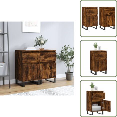 Credenze per casa - vidaXL Credenze 2 pz Rovere Fumo 40x35x70 cm in Legno Multistrato - Credenze per soggiorno