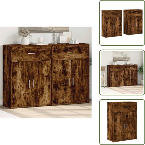 Credenze per casa - vidaXL Credenze 2 pz Rovere Fumo 60x30x84 cm in Legno Multistrato - Credenze per soggiorno