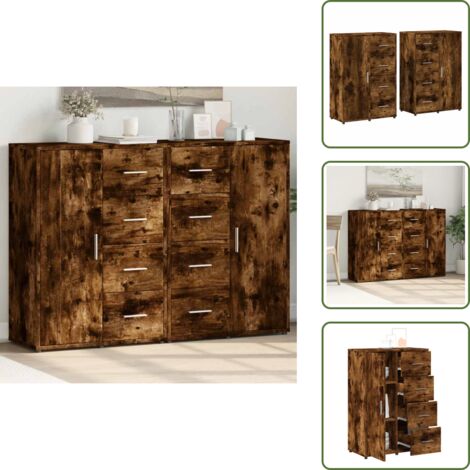 Credenze per casa - vidaXL Credenze 2 pz Rovere Fumo 60x31x84 cm in Legno Multistrato - Credenze per soggiorno