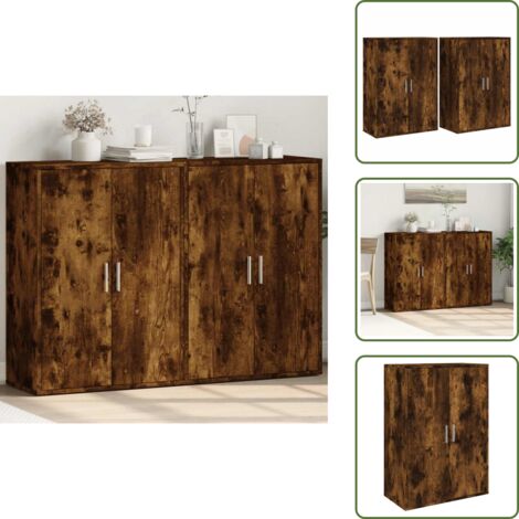 Credenze per casa - vidaXL Credenze 2 pz Rovere Fumo 60x31x84 cm in Legno Multistrato - Credenze per soggiorno